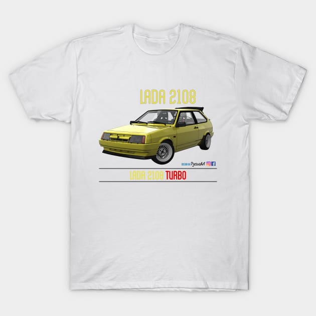 Lada 2108 Turbo Yellow T-Shirt by PjesusArt